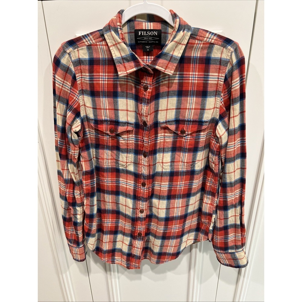 CC Filson Women's Plaid Flannel Button Up Shirt Size Medium Outdoor Camping